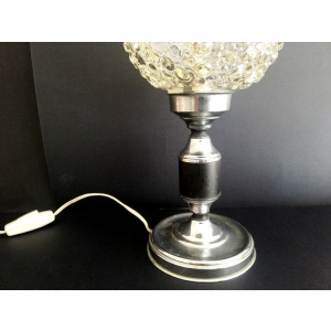 Chrome and clear bubble glass globe small bedsie table lamp