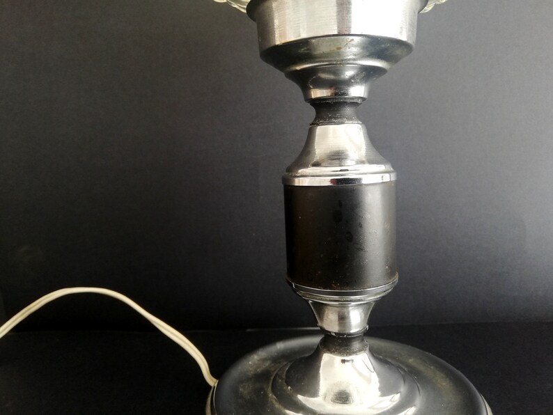 Chrome and clear bubble glass globe small bedsie table lamp