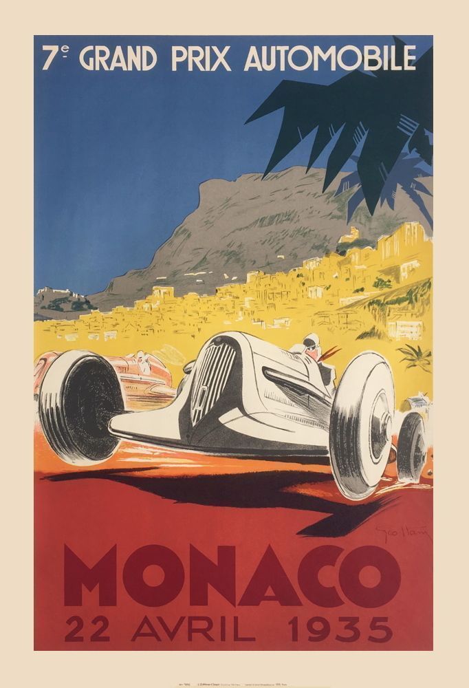 Ham Géo (1900 1972) Lithograph Poster Monaco Grand Prix 1935