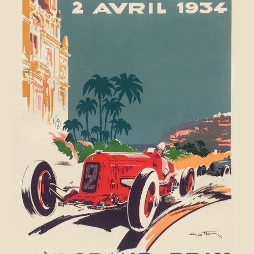Ham Géo (1900 1972) Poster In Lithography Grand Prix De Monaco 1934