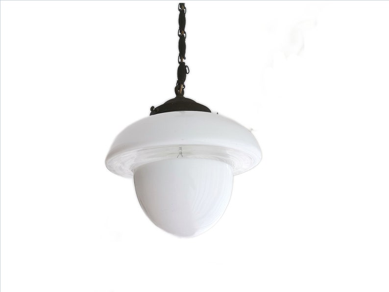 Hanging lamp in style of Flowerpot of Verner Panton mid century modern white milk glass