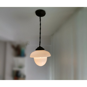 Hanging lamp in style of Flowerpot of Verner Panton mid century modern white milk glass