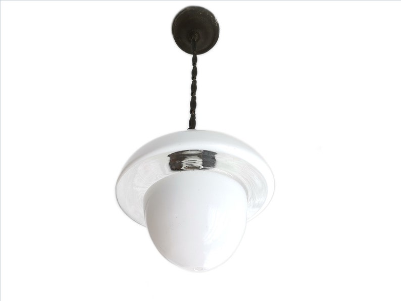 Hanging lamp in style of Flowerpot of Verner Panton mid century modern white milk glass
