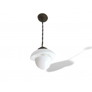 Hanging lamp in style of Flowerpot of Verner Panton mid century modern white milk glass