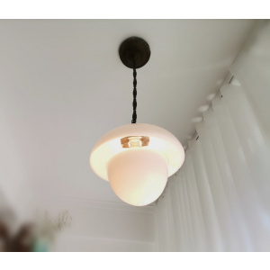 Hanging lamp in style of Flowerpot of Verner Panton mid century modern white milk glass