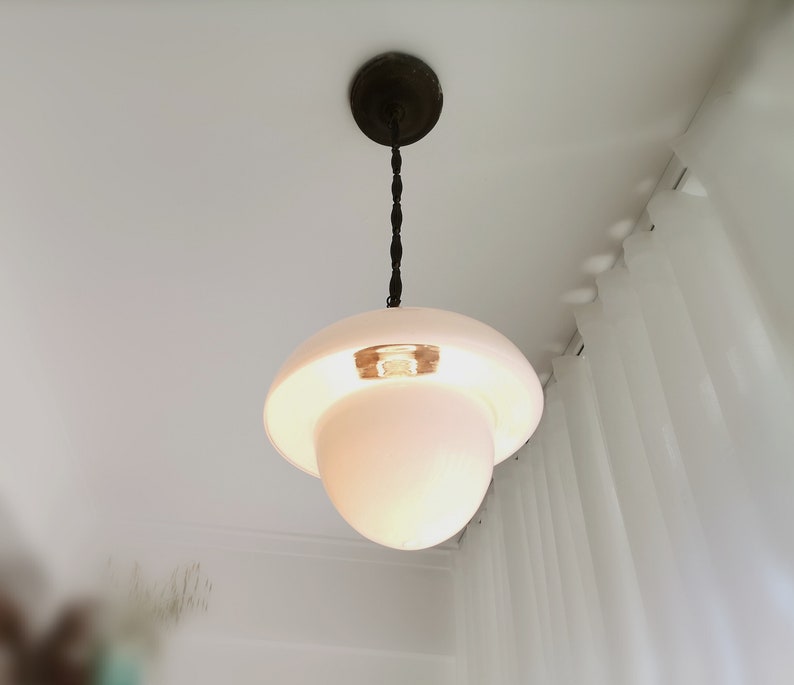 Hanging lamp in style of Flowerpot of Verner Panton mid century modern white milk glass