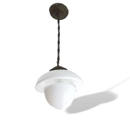 Hanging lamp in style of Flowerpot of Verner Panton mid century modern white milk glass