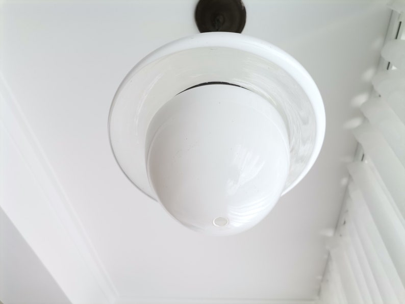 Hanging lamp in style of Flowerpot of Verner Panton mid century modern white milk glass