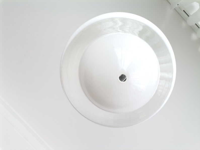 Hanging lamp in style of Flowerpot of Verner Panton mid century modern white milk glass