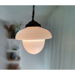 Hanging lamp in style of Flowerpot of Verner Panton mid century modern white milk glass
