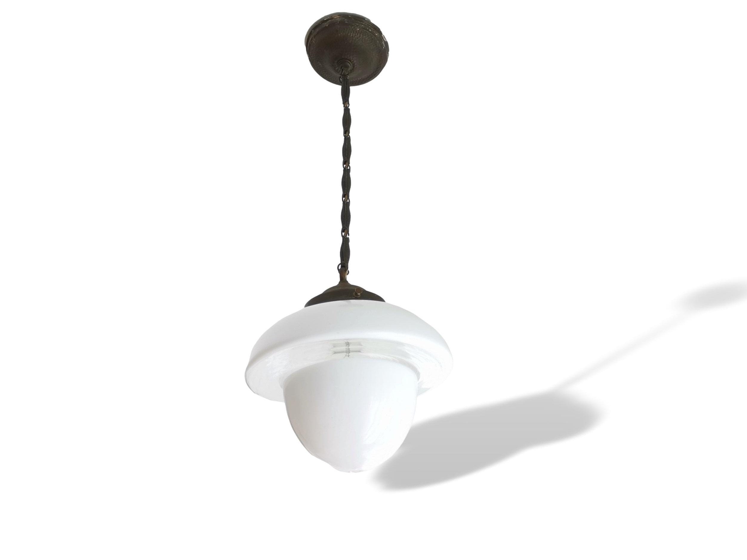 Hanging lamp in style of Flowerpot of Verner Panton mid century modern white milk glass