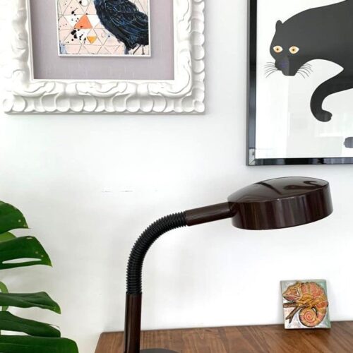 Large Industrial brown metal office desk lamp Mid Century by Hala Zeist