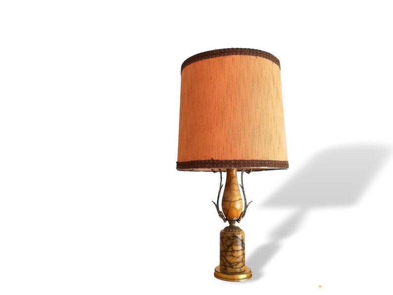 Large marble Art Nouveau buffet table accent lamp Regency