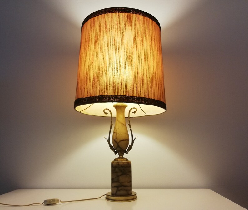 Large marble Art Nouveau buffet table accent lamp Regency