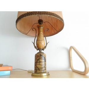 Large marble Art Nouveau buffet table accent lamp Regency