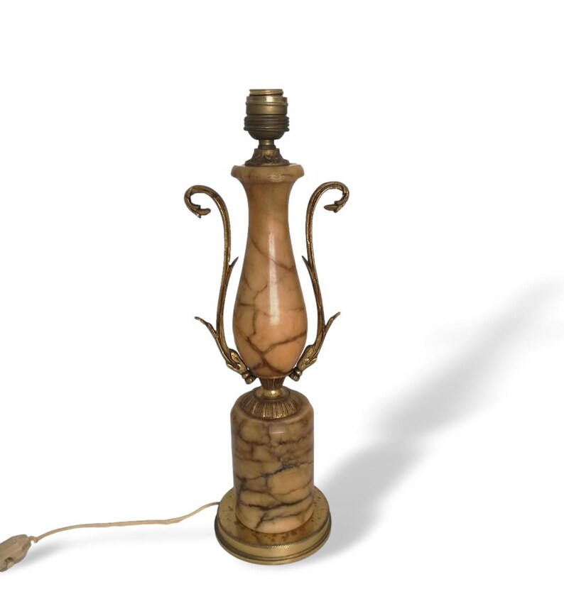 Large marble Art Nouveau buffet table accent lamp Regency