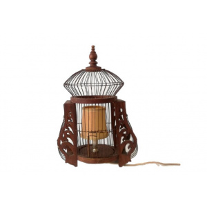 Large wood and wire Bird home cage table lamp farmhouse rustic