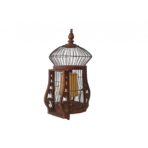 Large wood and wire Bird home cage table lamp farmhouse rustic