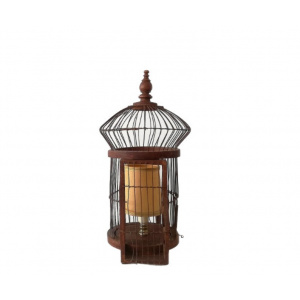 Large wood and wire Bird home cage table lamp farmhouse rustic