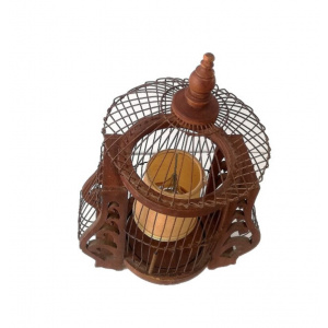 Large wood and wire Bird home cage table lamp farmhouse rustic