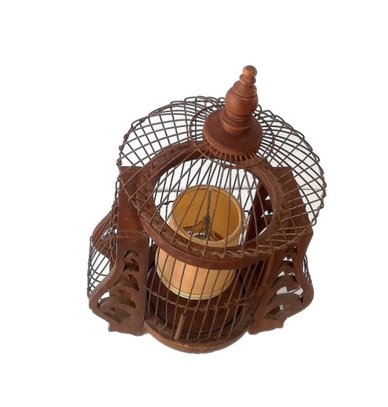 Large wood and wire Bird home cage table lamp farmhouse rustic