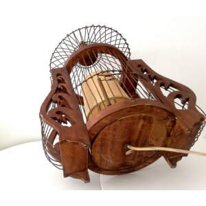 Large wood and wire Bird home cage table lamp farmhouse rustic