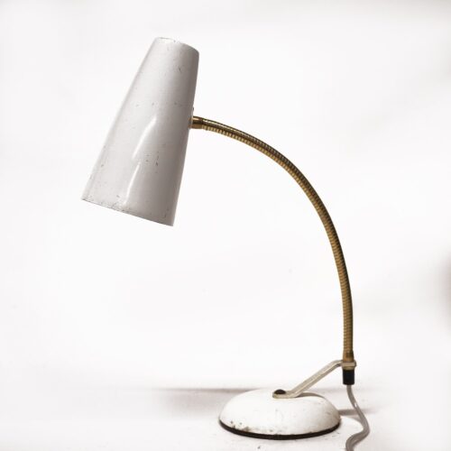Mid-Century Italian White Gooseneck Desk Lamp, 1960s