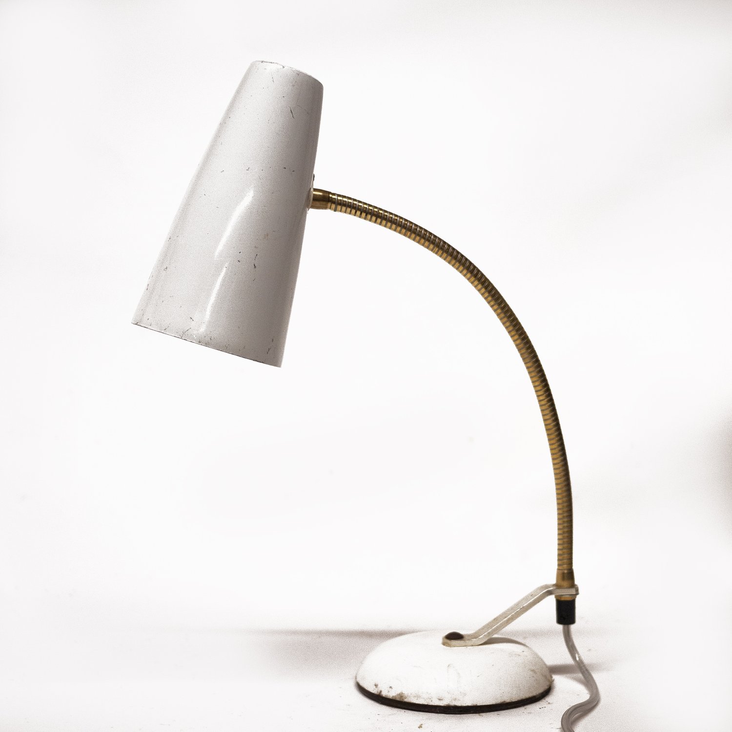 Mid-Century Italian White Gooseneck Desk Lamp, 1960s
