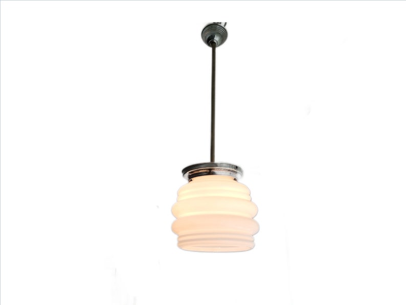 Mid Century modern light fixture opaline white milk glass Danish modern ceiling lamp