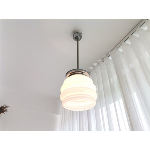 Mid Century modern light fixture opaline white milk glass Danish modern ceiling lamp