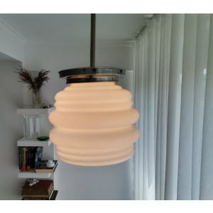 Mid Century modern light fixture opaline white milk glass Danish modern ceiling lamp