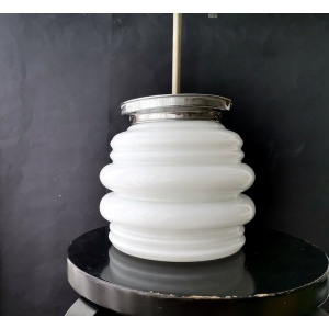 Mid Century modern light fixture opaline white milk glass Danish modern ceiling lamp