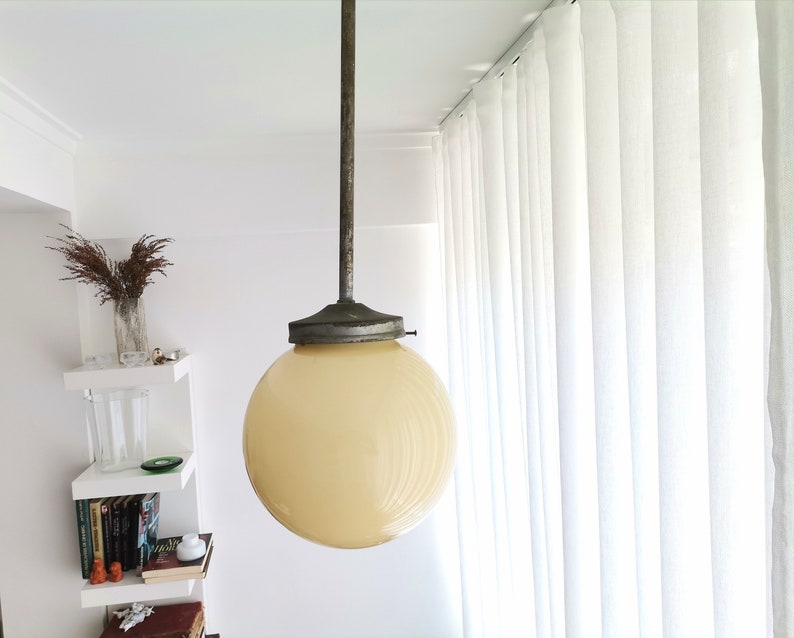 Simple Art Deco opaline globe ceiling lamp pendant light