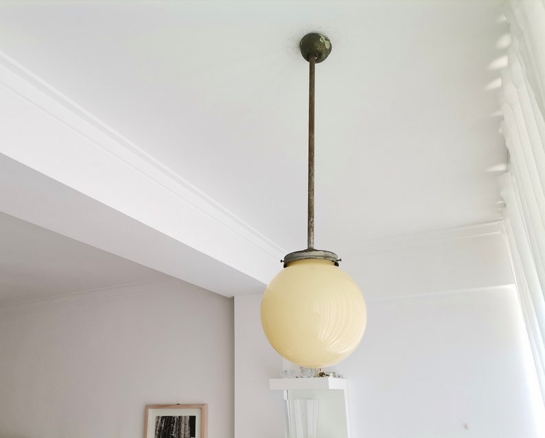 Simple Art Deco opaline globe ceiling lamp pendant light