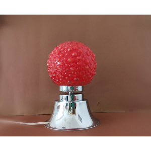 Mid Century Modern small red bubble glass bedside table Lamp