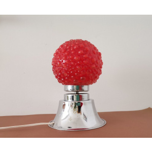 Mid Century Modern small red bubble glass bedside table Lamp