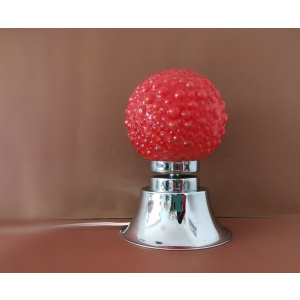 Mid Century Modern small red bubble glass bedside table Lamp