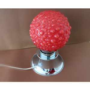 Mid Century Modern small red bubble glass bedside table Lamp