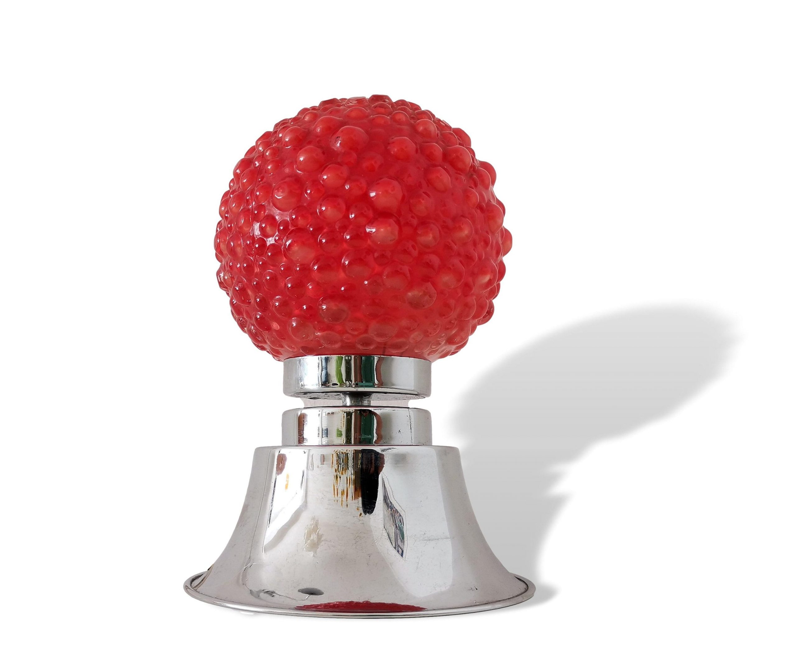 Mid Century Modern small red bubble glass bedside table Lamp