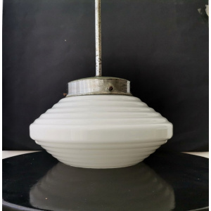 Mid Century opaline milk glass hanging lamp in Art Deco Style