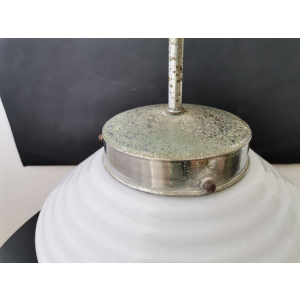 Mid Century opaline milk glass hanging lamp in Art Deco Style