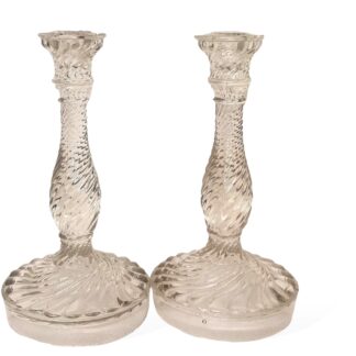 Pair Art Deco Candleholders Glass Candlestick Crystal Candle Holder