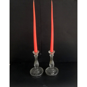 Pair Art Deco Candleholders Glass Candlestick Crystal Candle Holder