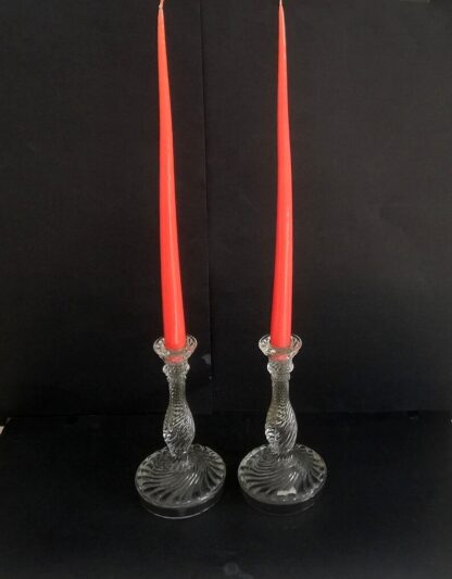 Pair Art Deco Candleholders Glass Candlestick Crystal Candle Holder - Image 5