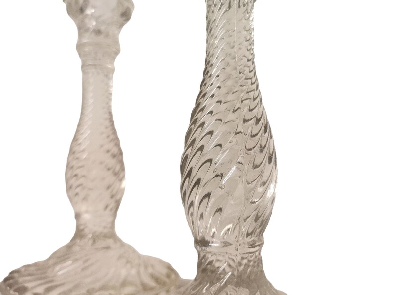 Pair Art Deco Candleholders Glass Candlestick Crystal Candle Holder