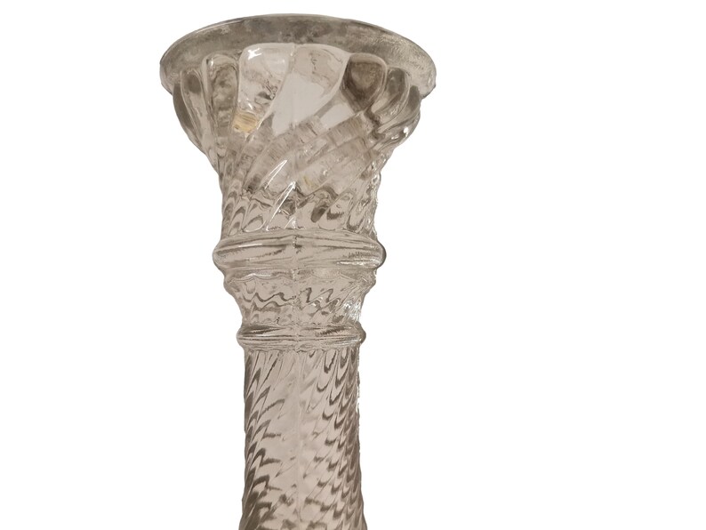 Pair Art Deco Candleholders Glass Candlestick Crystal Candle Holder