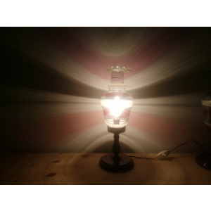 Pair Rustic Wooden Art Nouveau Bedside Lamps Farmhouse Lighting