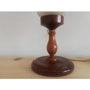 Pair Rustic Wooden Art Nouveau Bedside Lamps Farmhouse Lighting