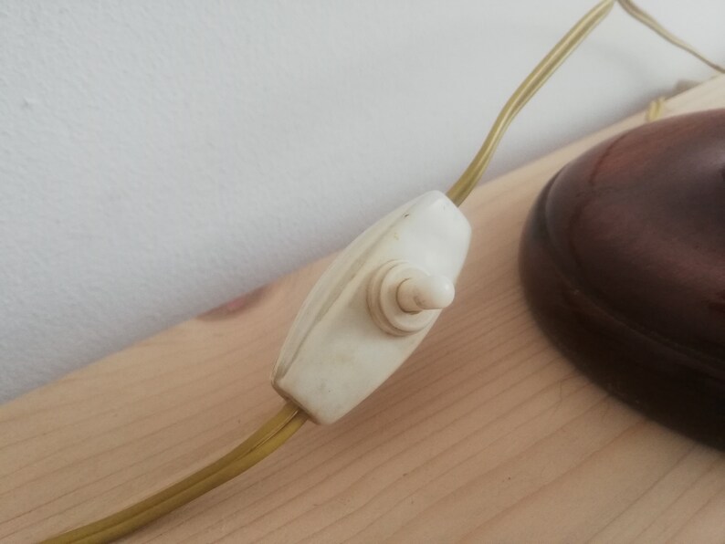 Pair Rustic Wooden Art Nouveau Bedside Lamps Farmhouse Lighting