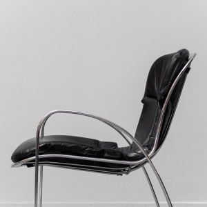 Set 6 Chairs Leather Metal Cidue Willy Rizzo 70s Vintage Modern